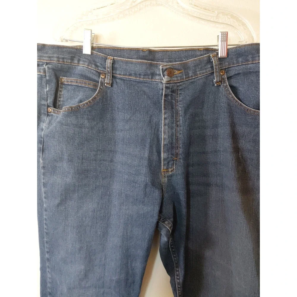 2 Pairs Wrangler Premium Mens Straight Fit Dark Wash Stretch Jeans 38x32